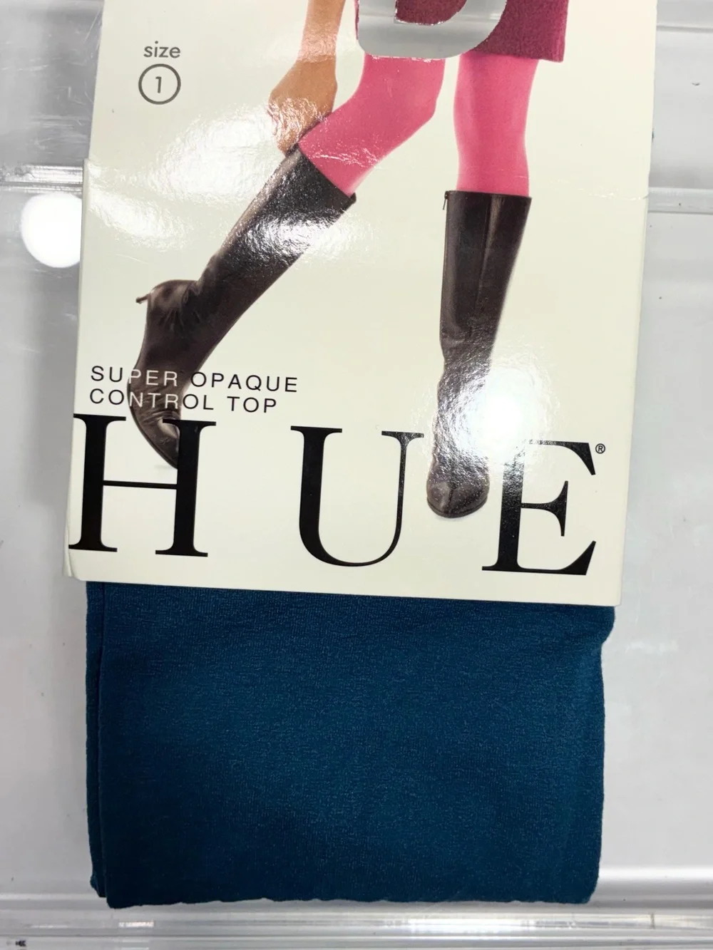 Y2K VTG Hue USA MADE Super Opaque Control Top Tights Galaxy Blue Size 1
